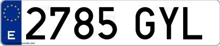 Ejemplo de matrícula española 2785 GYL