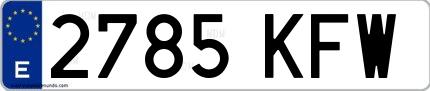 Ejemplo de matrícula española 2785 KFW