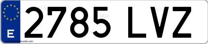 Ejemplo de matrícula española 2785 LVZ