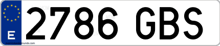 Ejemplo de matrícula de coche ordinaria 2786 GBS