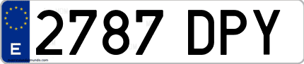 Ejemplo de matrícula de coche ordinaria 2787 DPY
