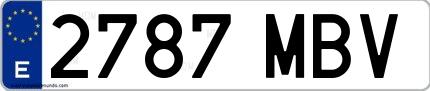Ejemplo de matrícula española 2787 MBV