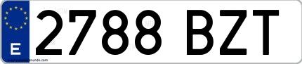 Ejemplo de matrícula española 2788 BZT