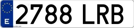 Ejemplo de matrícula española 2788 LRB