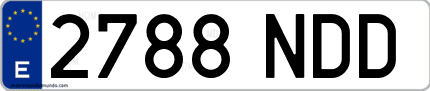 Ejemplo de matrícula de coche ordinaria 2788 NDD