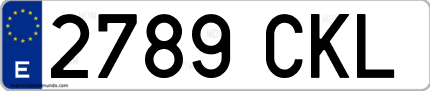 Ejemplo de matrícula de coche ordinaria 2789 CKL
