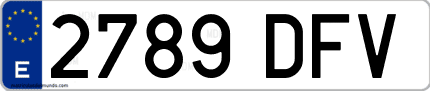 Ejemplo de matrícula de coche ordinaria 2789 DFV