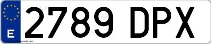 Ejemplo de matrícula española 2789 DPX