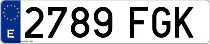 Ejemplo de matrícula española 2789 FGK