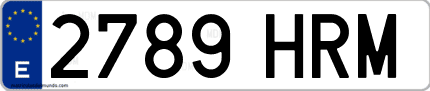 Ejemplo de matrícula de coche ordinaria 2789 HRM