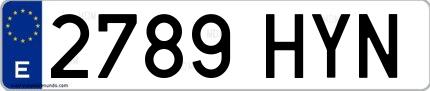 Ejemplo de matrícula española 2789 HYN