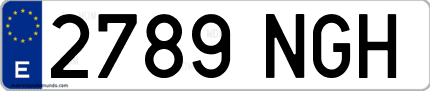 Ejemplo de matrícula de coche ordinaria 2789 NGH