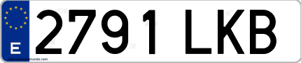 Ejemplo de matrícula de coche ordinaria 2791 LKB
