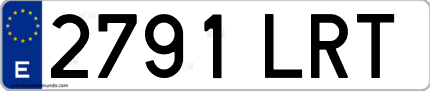 Ejemplo de matrícula de coche ordinaria 2791 LRT