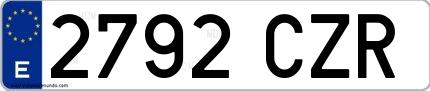 Ejemplo de matrícula española 2792 CZR