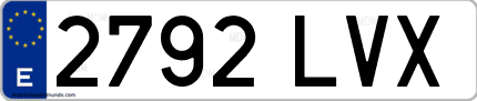 Ejemplo de matrícula de coche ordinaria 2792 LVX