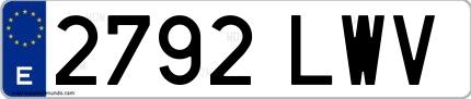 Ejemplo de matrícula española 2792 LWV