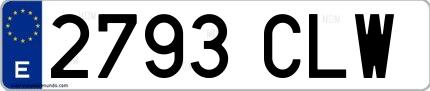 Ejemplo de matrícula española 2793 CLW