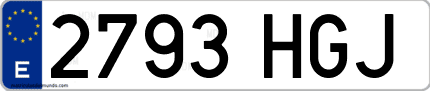 Ejemplo de matrícula de coche ordinaria 2793 HGJ