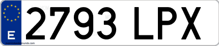 Ejemplo de matrícula de coche ordinaria 2793 LPX