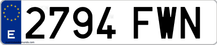 Ejemplo de matrícula de coche ordinaria 2794 FWN