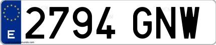 Ejemplo de matrícula española 2794 GNW