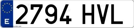 Ejemplo de matrícula española 2794 HVL