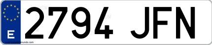 Ejemplo de matrícula española 2794 JFN