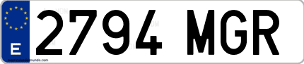 Ejemplo de matrícula de coche ordinaria 2794 MGR