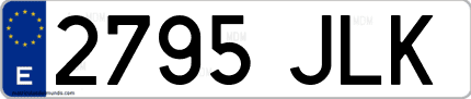 Ejemplo de matrícula de coche ordinaria 2795 JLK