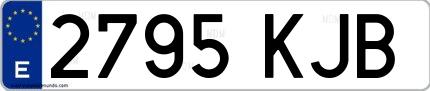 Ejemplo de matrícula española 2795 KJB