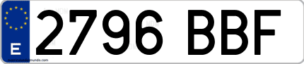 Ejemplo de matrícula de coche ordinaria 2796 BBF