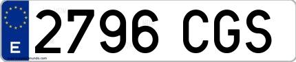 Ejemplo de matrícula española 2796 CGS