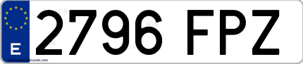 Ejemplo de matrícula de coche ordinaria 2796 FPZ