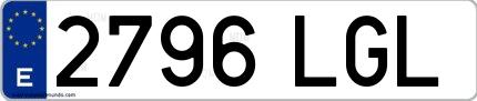 Ejemplo de matrícula española 2796 LGL