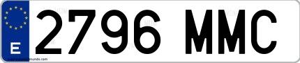 Ejemplo de matrícula española 2796 MMC