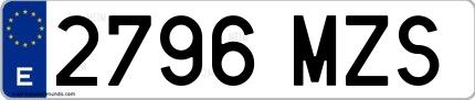 Ejemplo de matrícula española 2796 MZS