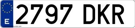 Ejemplo de matrícula española 2797 DKR