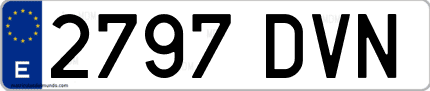 Ejemplo de matrícula de coche ordinaria 2797 DVN