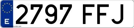 Ejemplo de matrícula española 2797 FFJ