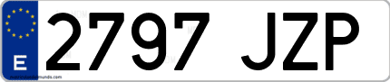 Ejemplo de matrícula de coche ordinaria 2797 JZP