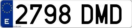 Ejemplo de matrícula española 2798 DMD
