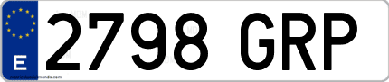 Ejemplo de matrícula de coche ordinaria 2798 GRP