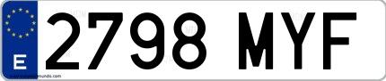 Ejemplo de matrícula española 2798 MYF