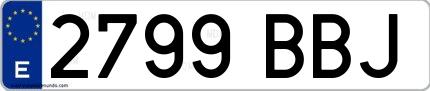 Ejemplo de matrícula española 2799 BBJ