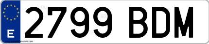 Ejemplo de matrícula española 2799 BDM