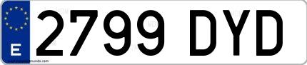 Ejemplo de matrícula española 2799 DYD