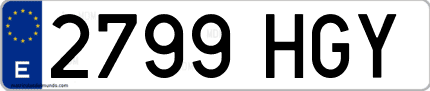 Ejemplo de matrícula de coche ordinaria 2799 HGY