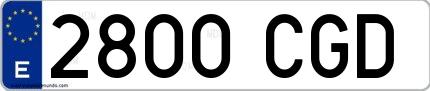 Ejemplo de matrícula española 2800 CGD