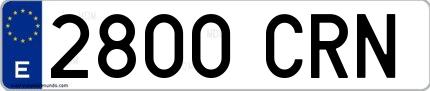 Ejemplo de matrícula española 2800 CRN